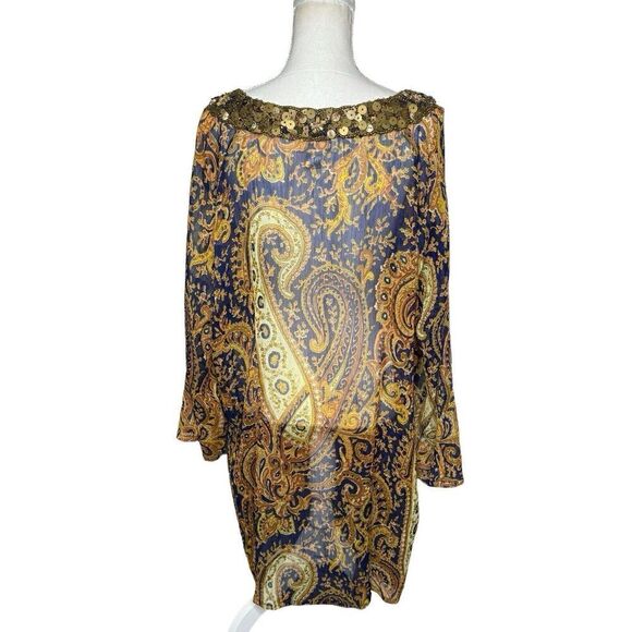 Soft Surroundings Beautiful Sheer Dress Kaftan Beaded Sequined Size 3XL - Picture 5 of 8